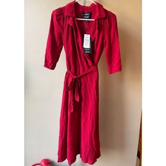 ModCloth x Collectif Teresa Plain Wrap Dress Size XXS - Picture 1 of 2